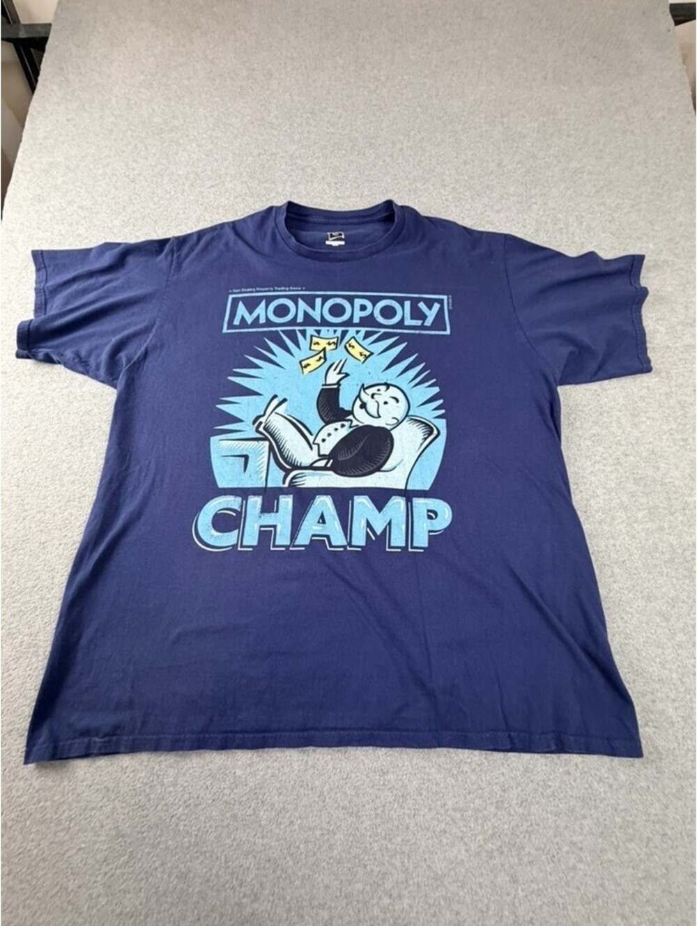 Monopoly‎ Mens T Shirt Champ Mr Rich Uncle Pennybags Board Game Blue Graphic